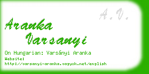 aranka varsanyi business card